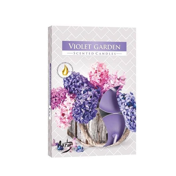 Свічка таблетка Bispol ароматична Violet garden, 6 штук в упаковці P15-343