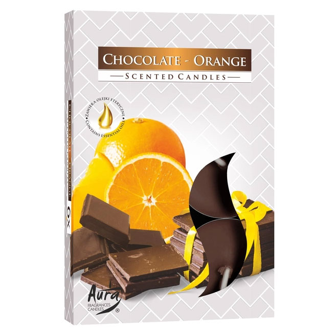 Свічка таблетка Bispol ароматична Chocolate-Orange, 6 штук в упаковці P15-340
