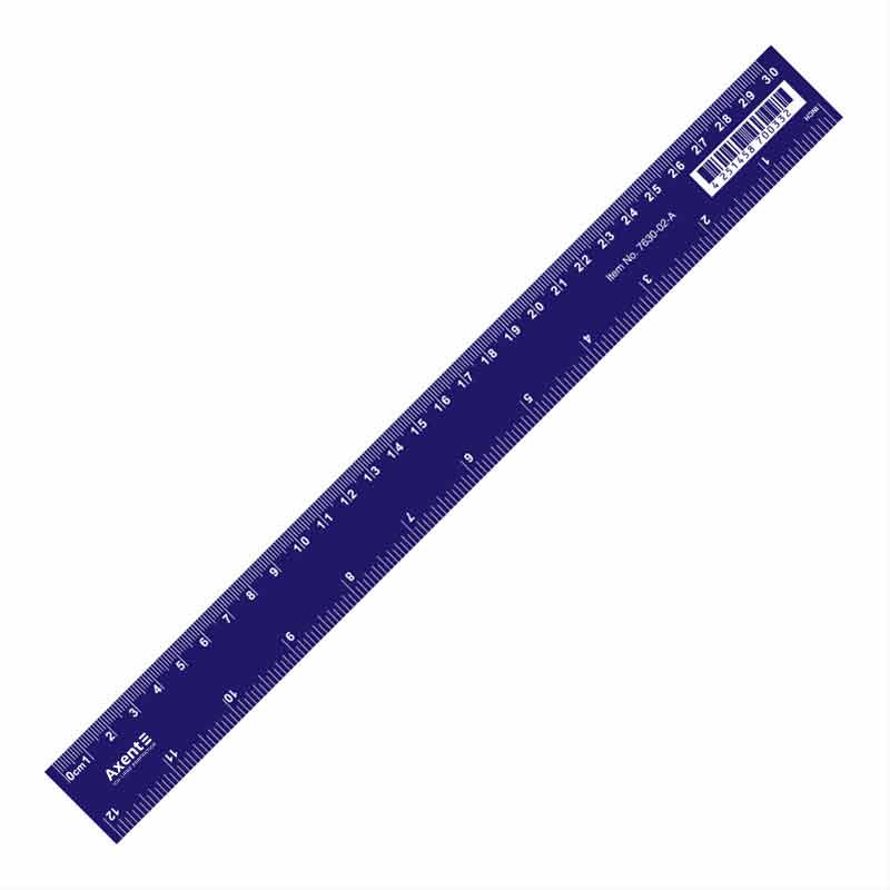 Лінійка 30 см Axent пластикова, синя, у пакеті на європідвісі 7630-02-A